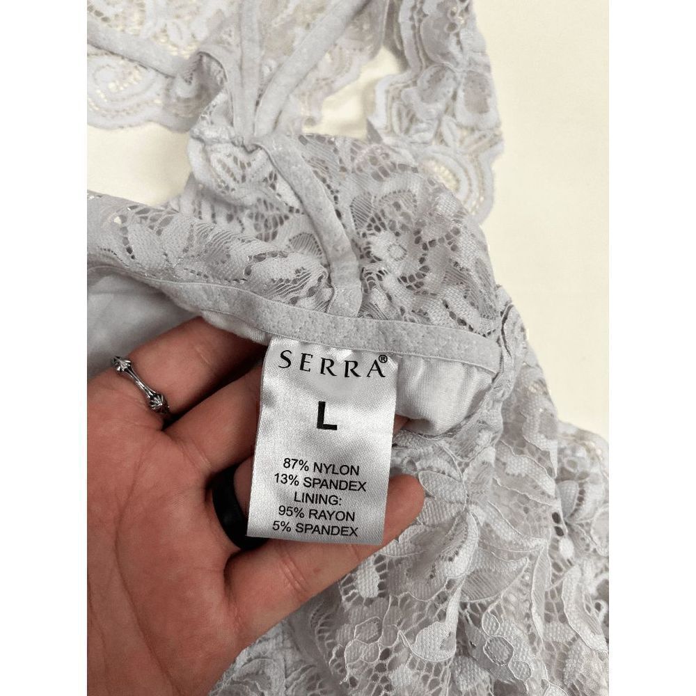 Serra Womens Seamless Wirefree Wide Strap Lace Bralette White Size Large - Picture 3 of 3